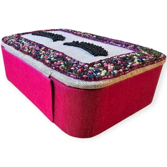 Ornate Lash Beaded Pink Multicolour Eyelash Case - Picture 4 of 9